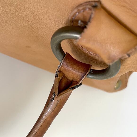 JCrew Leather Purse Brass Studs Shoulder Bag Y2K 2010s Indie Sleaze Double Zip - Picture 11 of 15